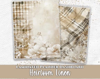 Laminated Planner Dashboard | Fits Happy Planner and TUL | Discbound Divider Insert | Neutral Plaid Floral Aesthetic