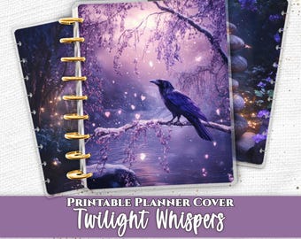 Purple Raven Planner Cover Printable PDF for Happy Planner TUL Erin Condren 7x9 A4 US Letter Instant Download