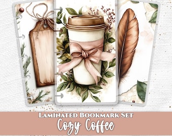 Coffee Cozy Bookmark Set Planner Page Marker Laminated for Happy Planner and TUL Discbound Journal Insert