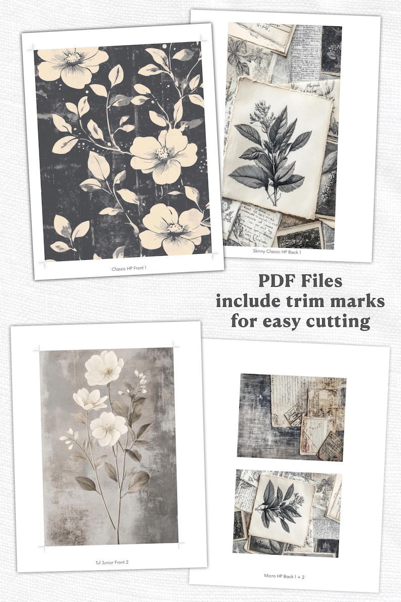 Vintage Botanical Planner Cover Printable PDF for Happy Planner TUL Erin Condren 7x9 A4 US Letter Instant Download image 4
