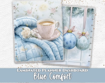 Blue Comfort Laminated Planner Dashboard | Happy Planner, TUL, Ring Planner Divider | A5 B6 Personal Pocket Journal Insert