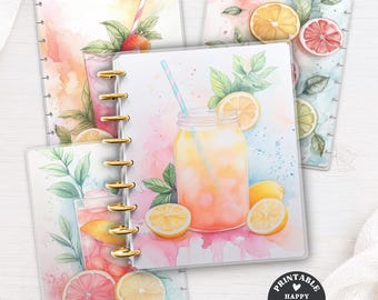 Lemonade Jar Printable Planner Cover PDF for Happy Planner TUL Discbound Erin Condren 7x9 A4 US Letter Instant Download 009
