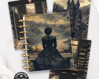 Laminated Planner Cover Set | Happy Planner and TUL | Victorian River Scene, Apothecary Room Art | Disc Bound Notebook 004