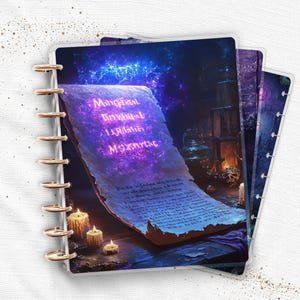 Laminated Planner Cover Set | Happy Planner and TUL | Magical Scroll, Enchanted Tree, Fantasy Map | Discbound Dashboard