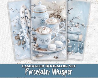 Porcelain Whisper Planner Bookmark Set Laminated for Happy Planner and TUL Discbound Bookish Page Marker Journal Insert
