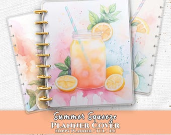 Limonadenglas Printable Planner Cover PDF für Happy Planner TUL Discbound Erin Condren 7x9 A4 US Letter Sofort Download