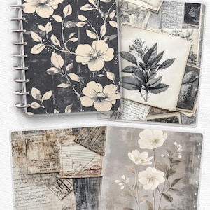 Vintage Botanical Planner Cover Printable PDF for Happy Planner TUL Erin Condren 7x9 A4 US Letter Instant Download image 6