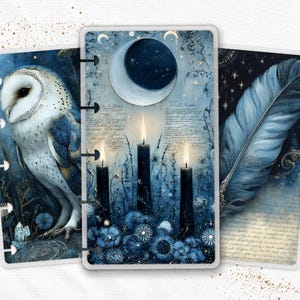 Celestial Owl Printable Bookmark Set PDF Page Marker for Discbound Ring Planner in A4 US Letter Digital Download