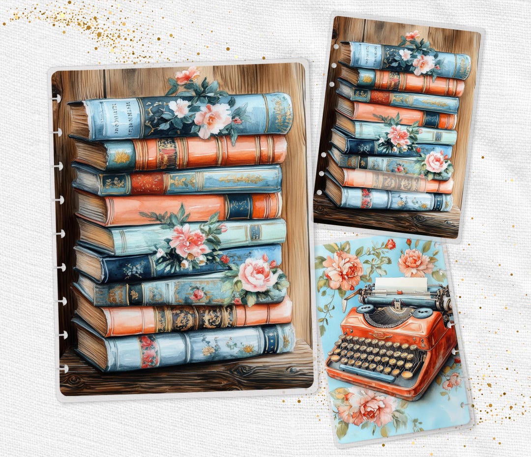 Floral Book Stack Planner Dashboard | Happy Planner, TUL, Ring Planner ...