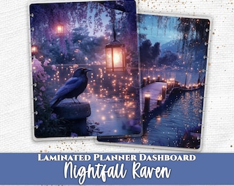 Nightfall Raven Laminated Planner Dashboard | Happy Planner, TUL, Ring Planner Divider | A5 B6 Personal Pocket Journal Insert