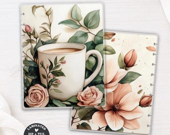 Coffee Roses Laminated Planner Dashboard | Happy Planner, TUL, Ring Journal Divider | Cottagecore A5 B6 Personal Pocket Insert 673