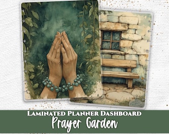 Laminated Planner Dashboard | Fits Happy Planner and TUL | Discbound Divider Insert | Woodland Prayer Hands