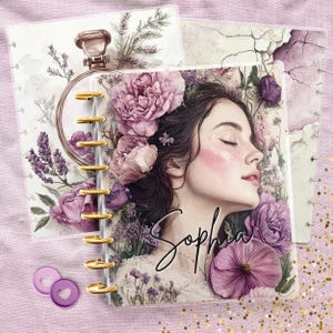 Custom Name Classic Happy Planner Cover, Vintage Mini Journal Accessory, Disc Bound TUL Junior, EC Spiral Notebook Insert, Gift for Her