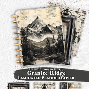 Granite Ridge Laminated Planner Cover Set | Happy Planner & TUL | Rustic Lodge Discbound Journal Accessories