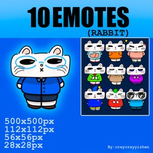 10 Funny Bunny Emotes | PNG Pack for Twitch, Discord & YouTube