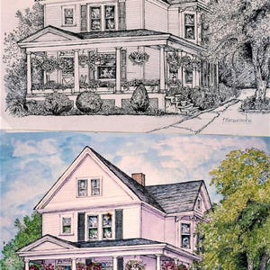 Pen and Ink Custom House Drawing, House Portrait, Handdrawn Original ...