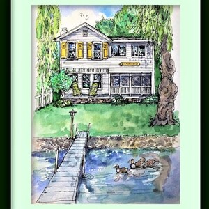Custom House Portrait,Handpainted Watercolor,8&quot;x10&quot;Hand drawn Pen and Ink,House Painting,house sketch,personalized gift,portrait of our home