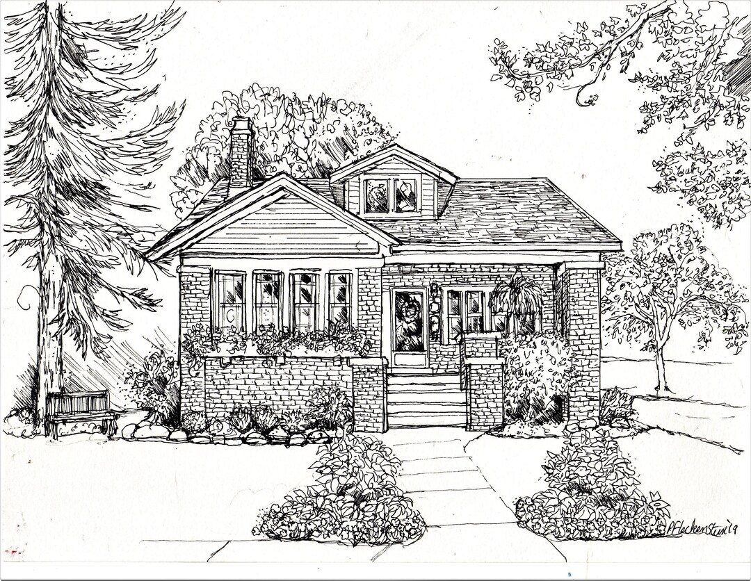 Custom Hand-drawn House Portrait – Pen and Ink Wall Art (5x7) - Etsy