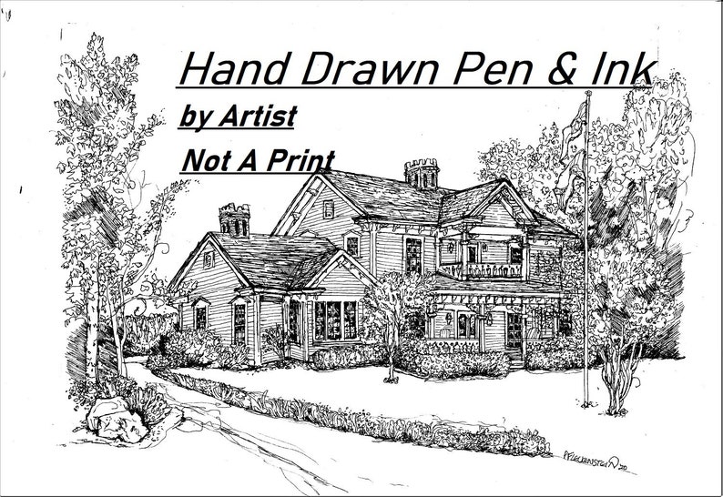 Pen and Ink Custom House Drawing House Portrait Handdrawn - Etsy