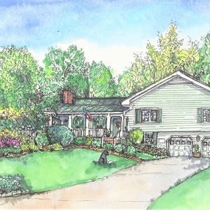 Watercolor custom house painting, original handpainted house portrait, personalized home drawing, our family home, small space artwork