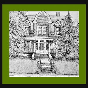Pen and Ink Custom House Drawing, House Portrait, Handdrawn Original ...
