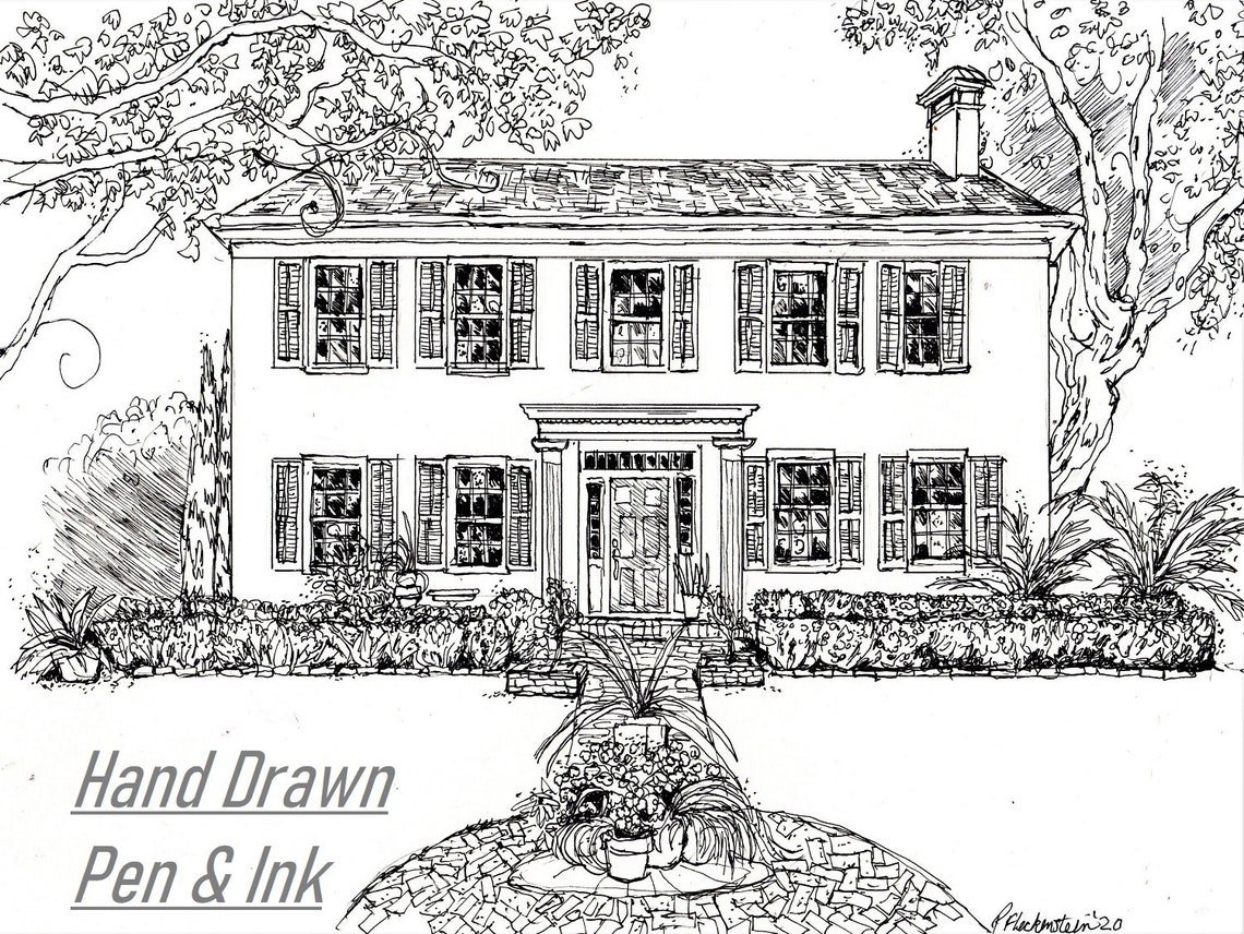 Custom Hand-drawn House Portrait – Pen and Ink Wall Art (5x7) - Etsy