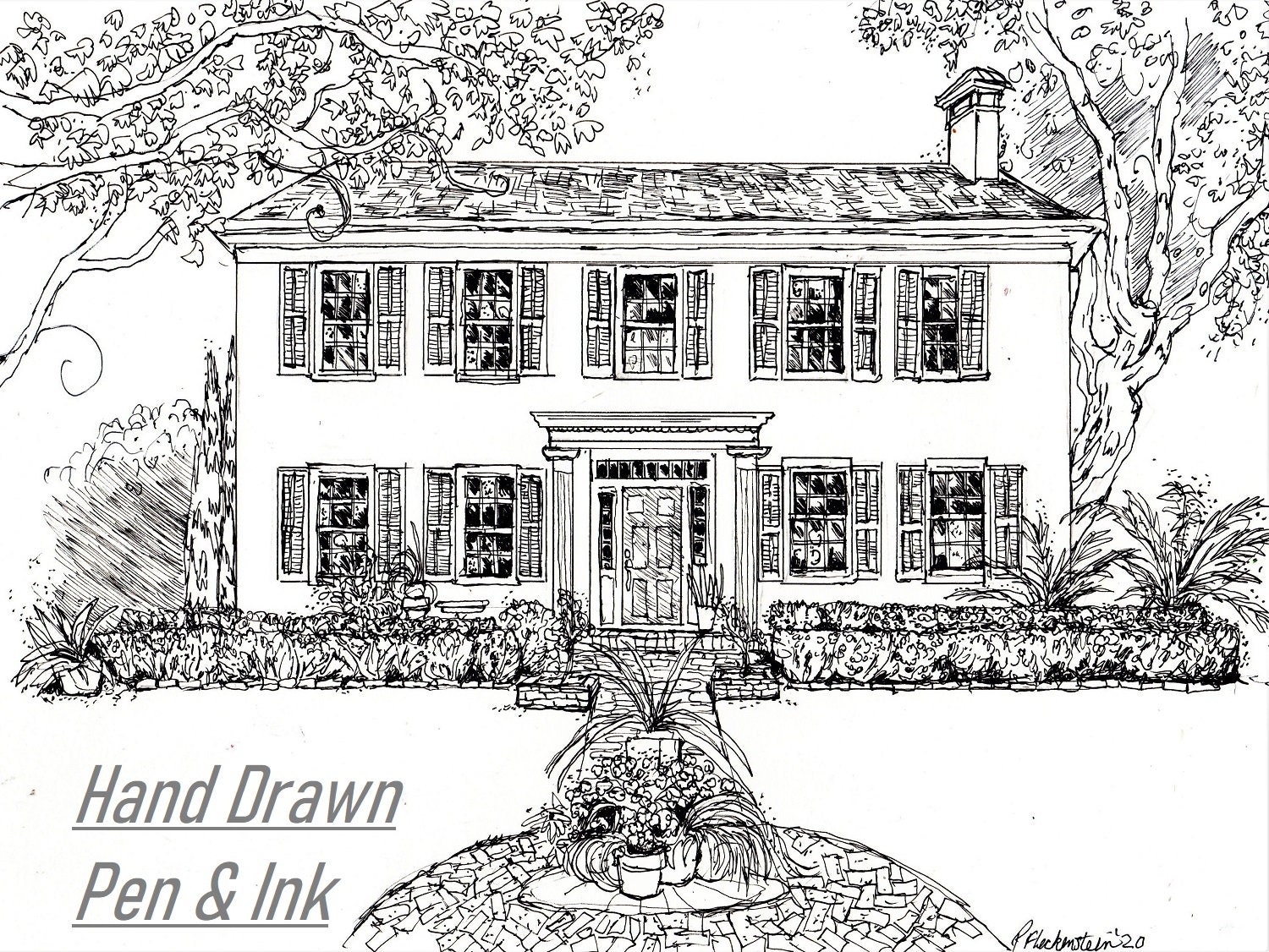 House Portrait Hand-drawn in Pen and Ink From Your Photo - Personalized ...