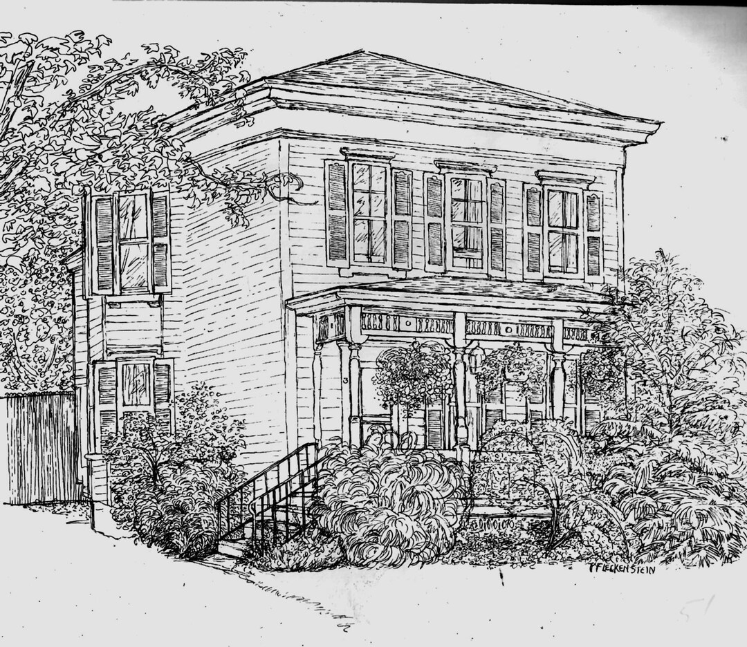 House Portrait From Photo Hand Drawn Pen and Ink Custom Personalized ...