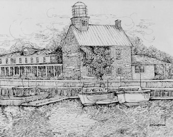 Custom House Portrait Illustration: Hand Drawn Pen and Ink Wall Art