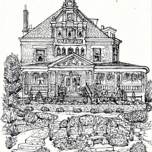 House Drawing in pen and ink - hand-drawn custom house portrait - house sketch  - black and white art- housewarming -  realtors closing gift