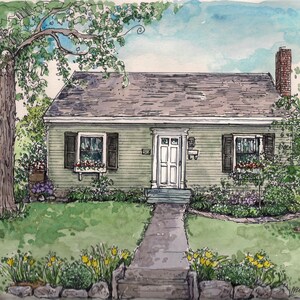 Watercolor House Portrait - handpainted from photo - custom personalized wall art - new home - realtors closing -gift for her-gift for him