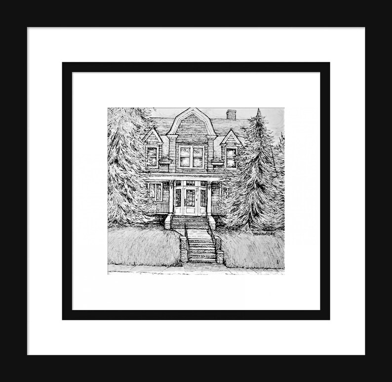 Custom Pen and Ink House Portrait, Original Home Drawing, Personalized ...