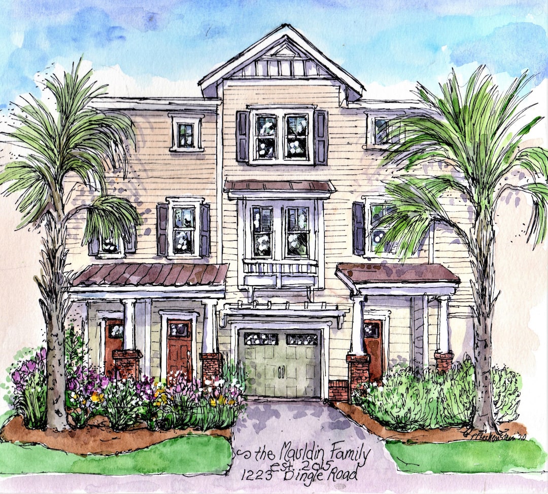Handpainted Watercolor House Portrait, Custom Pen and Ink Art (5x7) - Etsy