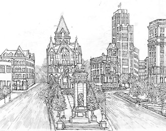Pen and Ink Architectural Portraits, Original Custom Hand-rendered Drawings, Homes and Buildings from photos