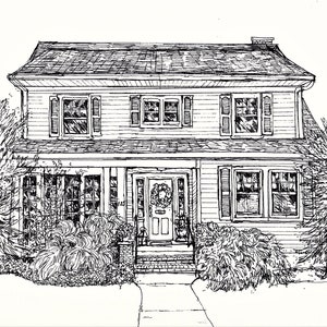Custom Hand-drawn House Portrait – Pen and Ink Wall Art (5x7) - Etsy