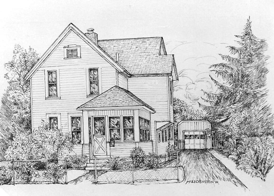 House Pen and Ink Drawing, House Sketch, Custom Original House Portrait ...