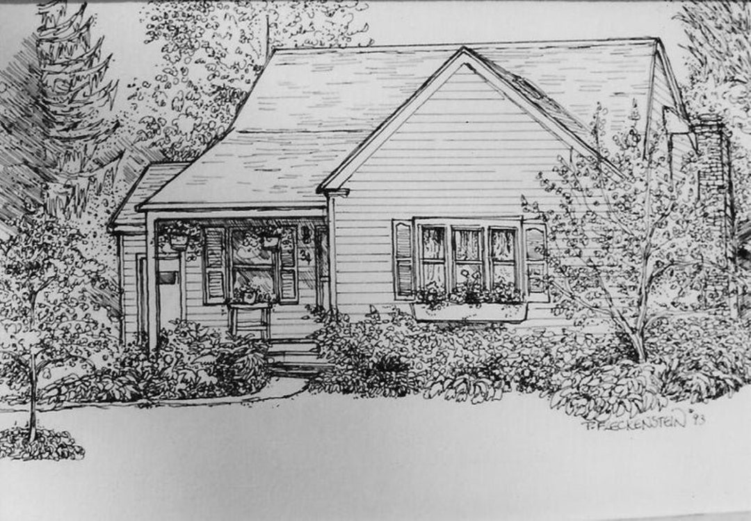 Handpainted Watercolor House Portrait,custom House Portrait,painting of House,pen and Ink House