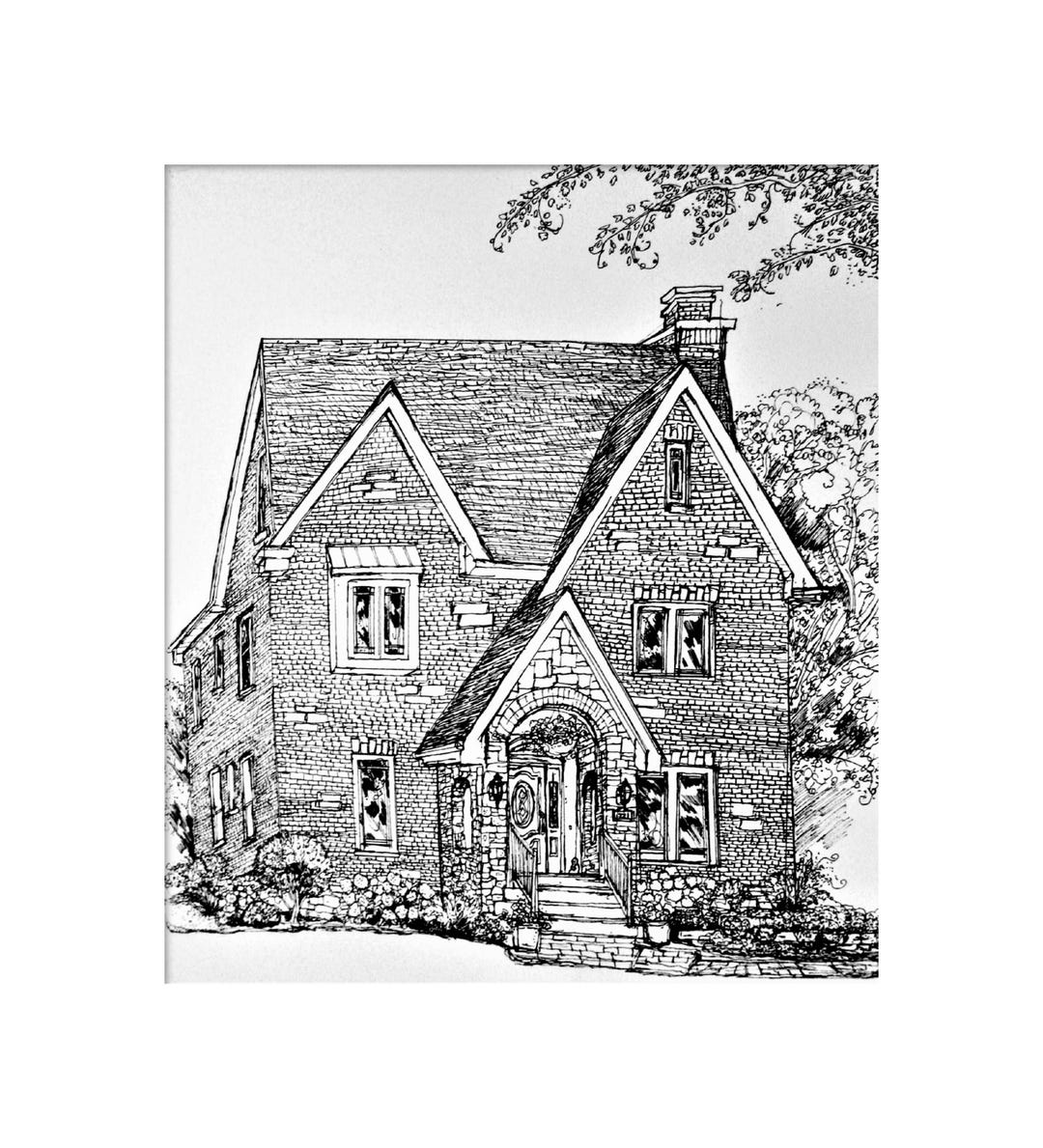 Hand Drawn House Portrait, Pen and Ink, First Home Gift - Etsy