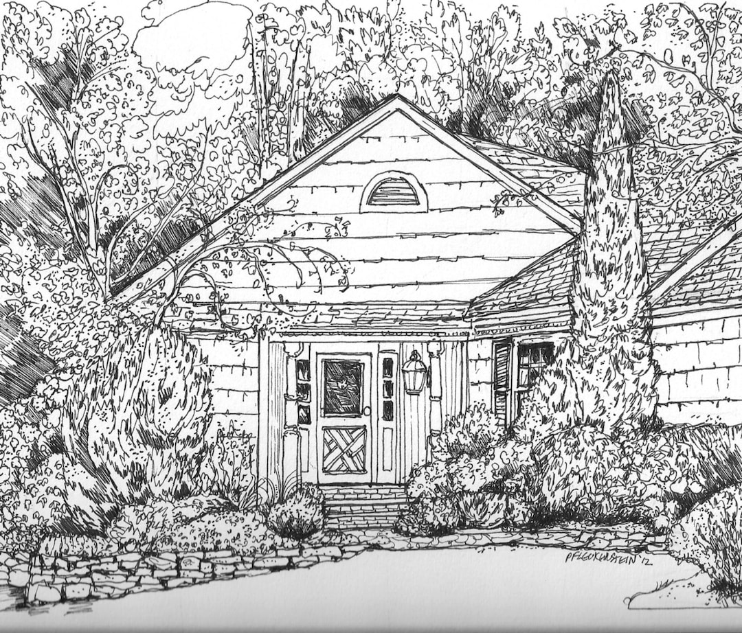 Handdrawn Pen and Ink House Portrait Custom Original Home Sketch From ...