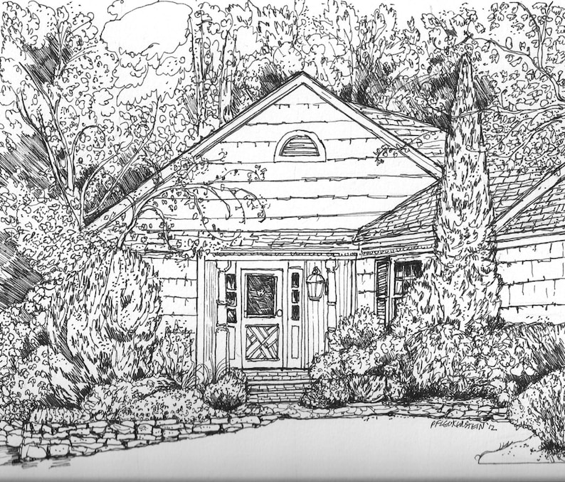 HAND DRAWN Pen and Ink Custom House Drawing, House Portrait,original ...