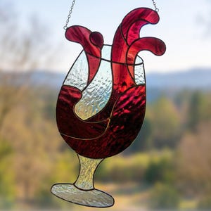 Wine Glass Stained Glass Pattern PDF, Tiffany or Mosaic Template for DIY Decor