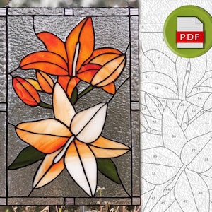 Pink Lily Stained Glass Pattern: Classic Floral Panel PDF Download