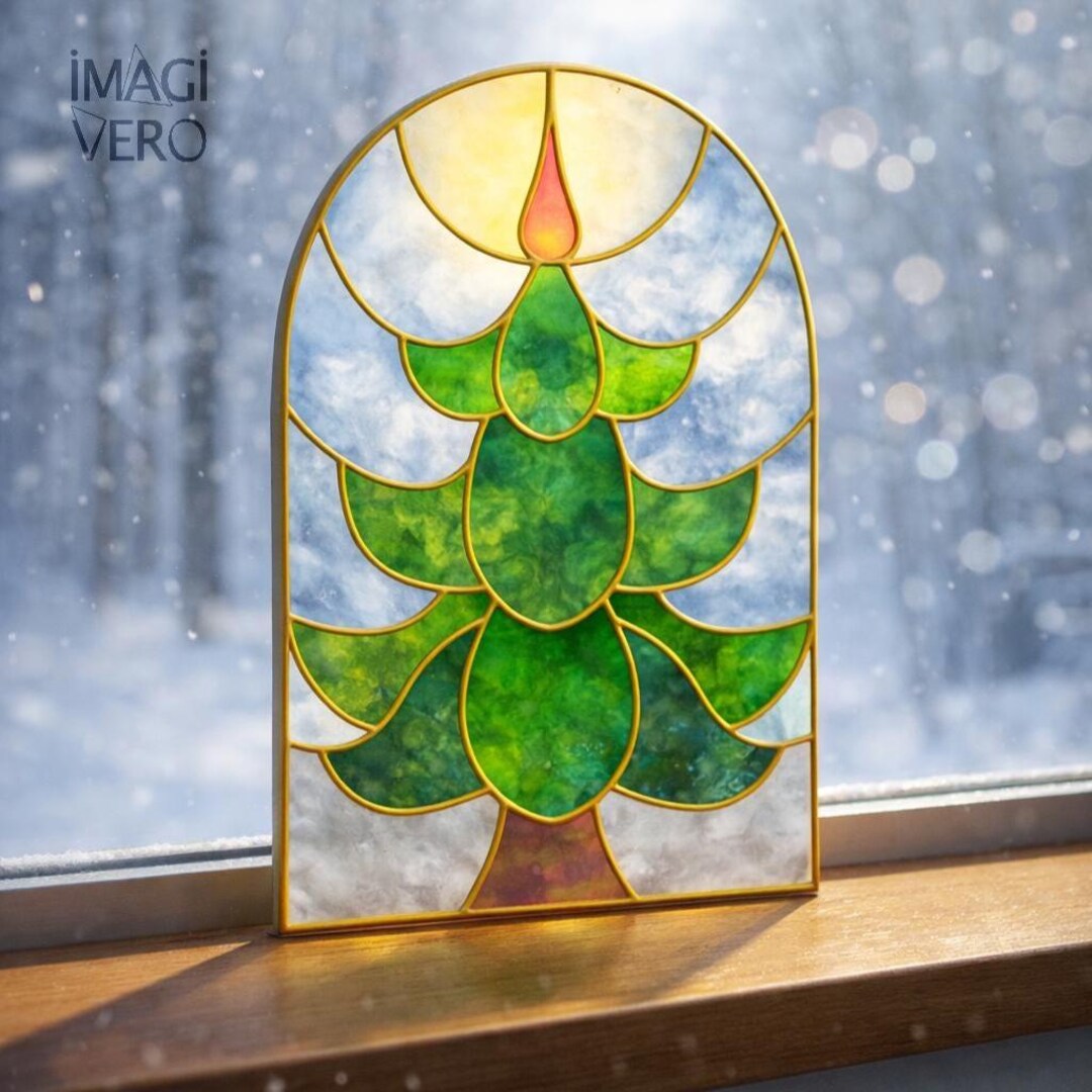 Christmas Tree Stained Glass Pattern PDF, Easy Holiday Suncatcher ...
