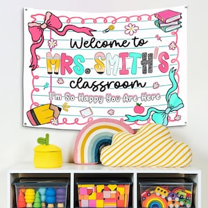 Custom Teacher Tapestry, Welcome Classroom Tapestry – Composition Notebook Classroom Tapestry, Custom Classroom Decor, Back to School Gift