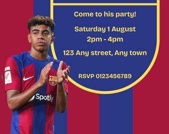 Lamine Yamal Digitale Einladungsvorlage - Fußballparty bearbeitbar - Fußball-Geburtstag einladen - Feier zum Thema Spieler - Sofort-Download