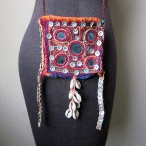 Antique Kutch Embroidery Mirror Work Banjara Tribal Medicine Pouch