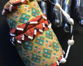 Antique Hand Beaded Rattan Indonesian Tribal Timor Medicine Basket Bag Pouch
