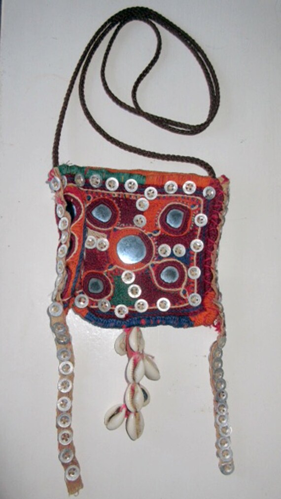 Brown - Kutch Embroidery Mirror Work Dori Waist Belt / Kamarbandh
