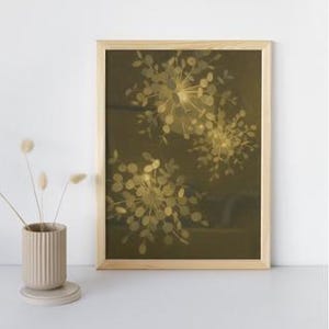 Silent Blossoms of Light – Minimalist Botanical Wall Art | Warm Modern Still Life Painting Print | Cozy Home Decor