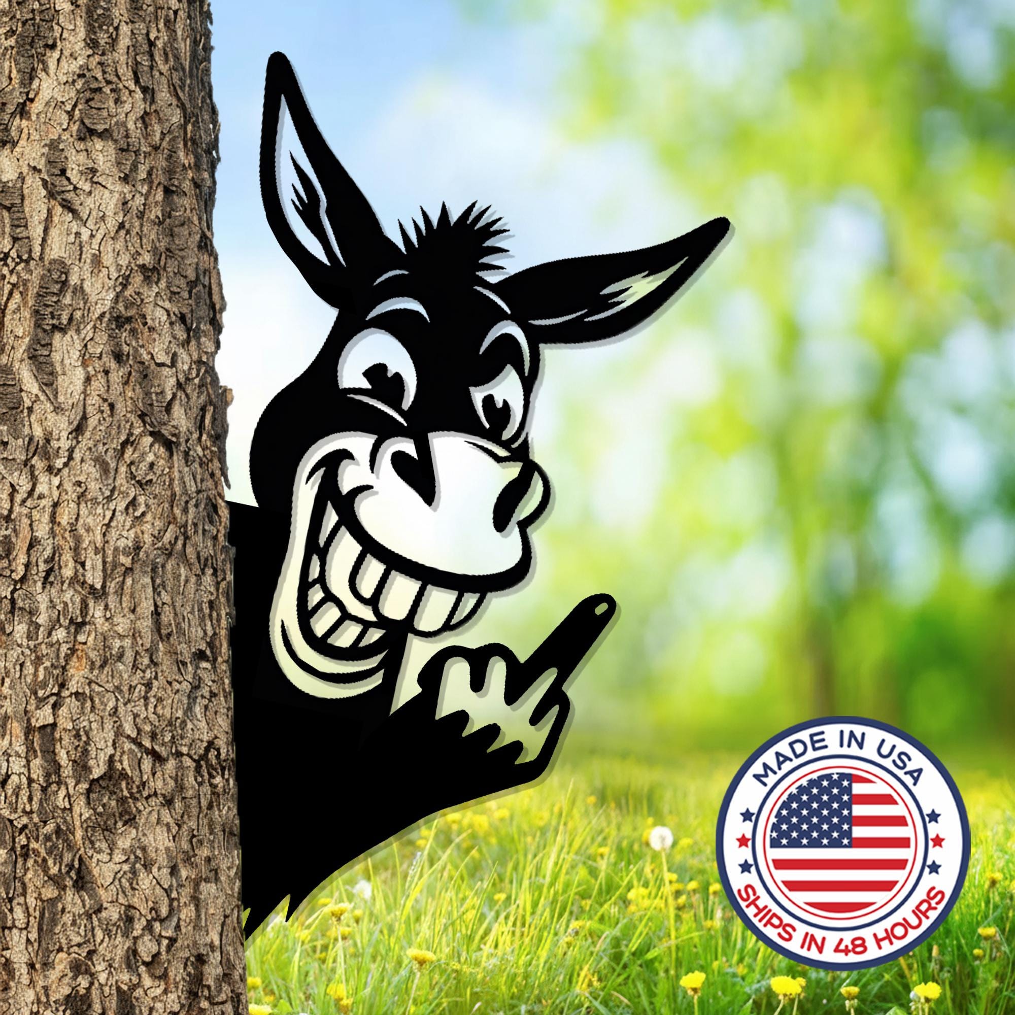 Funny Donkey Metal Sign,middle Finger Donkey Sign,peeping Middle
